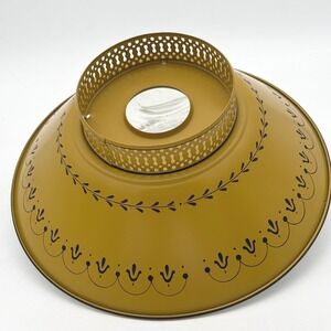 Vintage Mustard Yellow Metal Lamp Shade Black Stencil Mid Century 12 Inch MCM